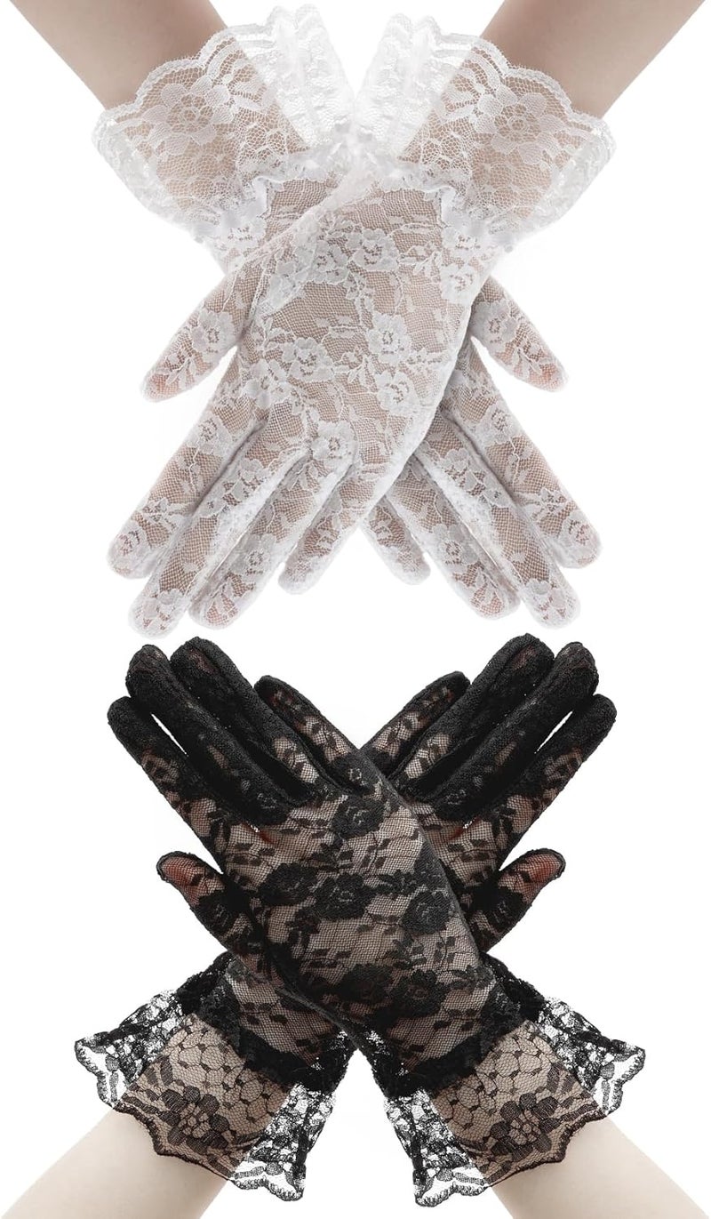 anpiwshjo Lace Gloves for Wedding Tea Party, Evening Gloves for Women - Image 1